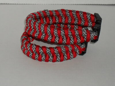 Red, Black & Grey Criss-Cross Paracord Bracelet - Image 2