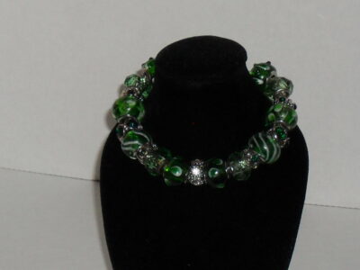 Green Beaded Charm Bracelet - Image 3