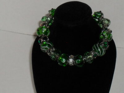 Green Beaded Charm Bracelet