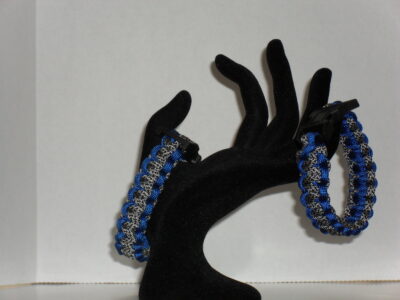 Blue, Black & Grey Spotted Paracord Bracelet - Image 2