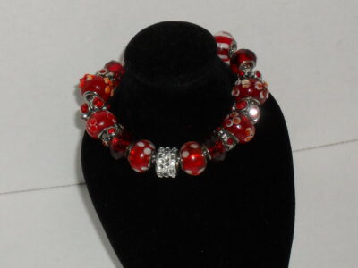 Red Beaded Charm Bracelet