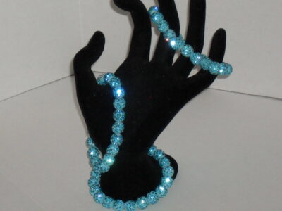 Light Blue Beaded Rhinestone Bracelet - Image 5