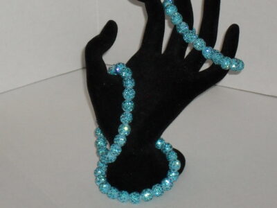 Light Blue Beaded Rhinestone Bracelet - Image 2