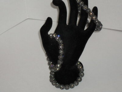 Grey Beaded Rhinestone Bracelet - Image 2